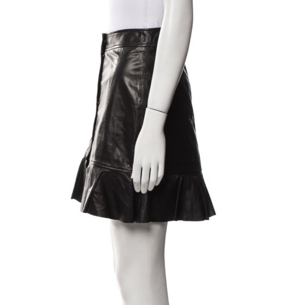 Ganni Rhinehart Lamb Leather Mini Snap On Skirt Size Small - Picture 3 of 9